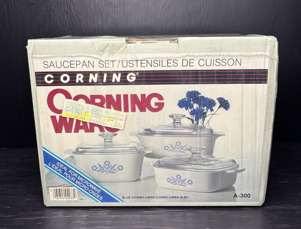 Corning Ware Blue Cornflower Saucepan Set A-300 Sealed