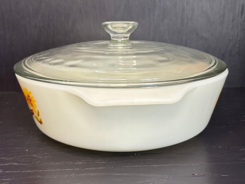 Made in USA Glas-Bake Floral Covered Casserole Dish