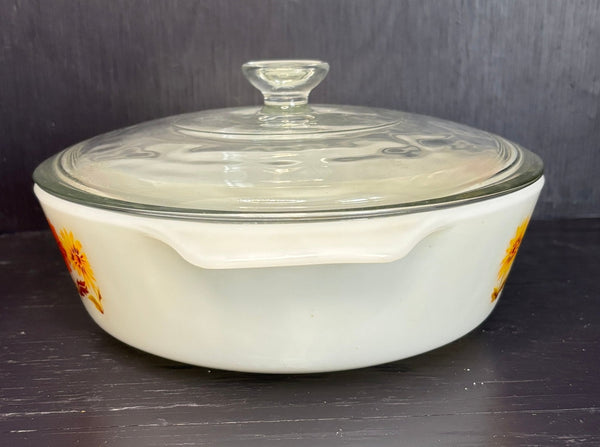 Made in USA Glas-Bake Floral Covered Casserole Dish