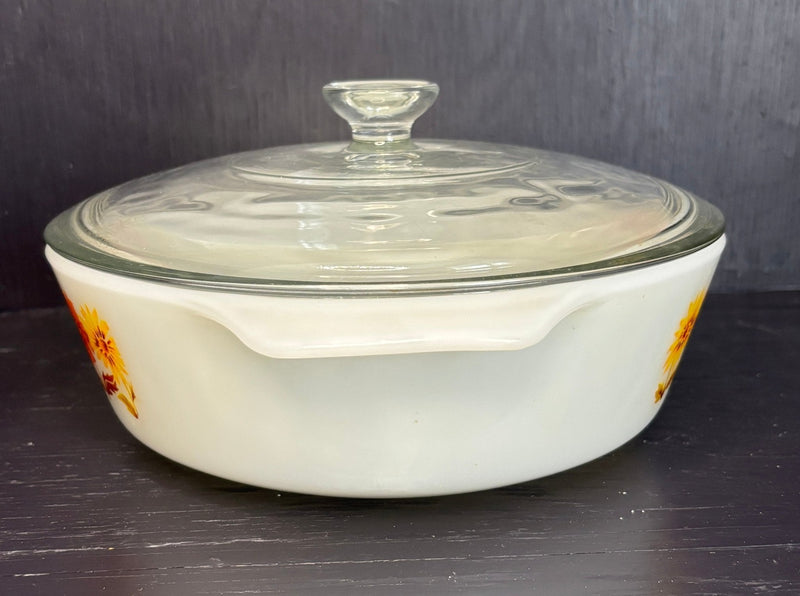 Made in USA Glas-Bake Floral Covered Casserole Dish