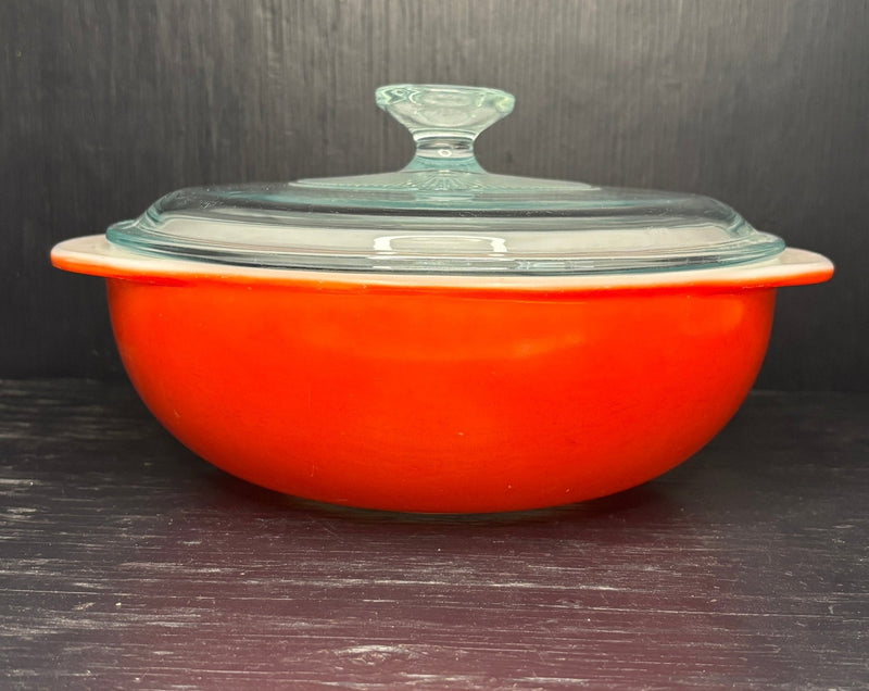Orange Pyrex 2 Quart Round Casserole Dish With Lid