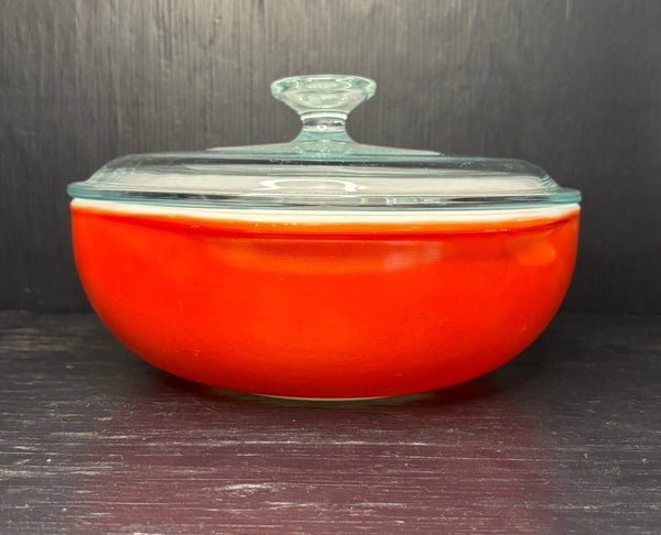 Orange Pyrex 2 Quart Round Casserole Dish With Lid