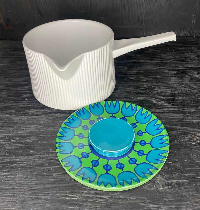 Thomas Rosenthal Flammfest Green and Blue Flower Saucepan Pot